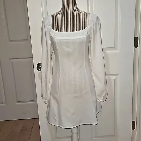 FREE PEOPLE New Women Cotton Boho Mini dress Square Neck Balloon sleeve Size S