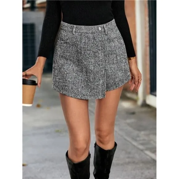 Frenchy Women's Simple Casual &amp; Commuting Double-Layer Skort, Gray