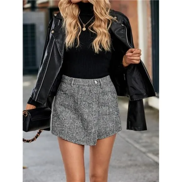 Frenchy Women's Simple Casual &amp; Commuting Double-Layer Skort, Gray