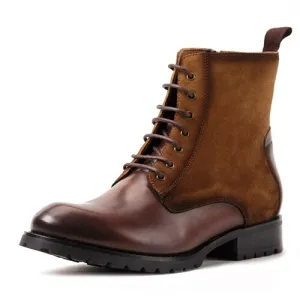 Genuine Leather Round Toe Men's Handmade Military Ankle Boots