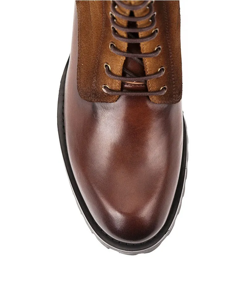 Genuine Leather Round Toe Men's Handmade Military Ankle Boots