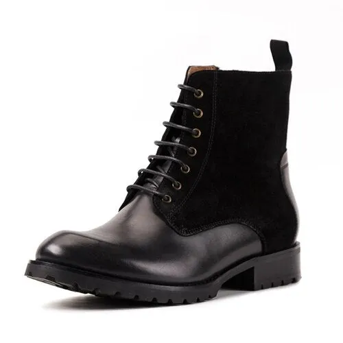 Genuine Leather Round Toe Men's Handmade Military Ankle Boots