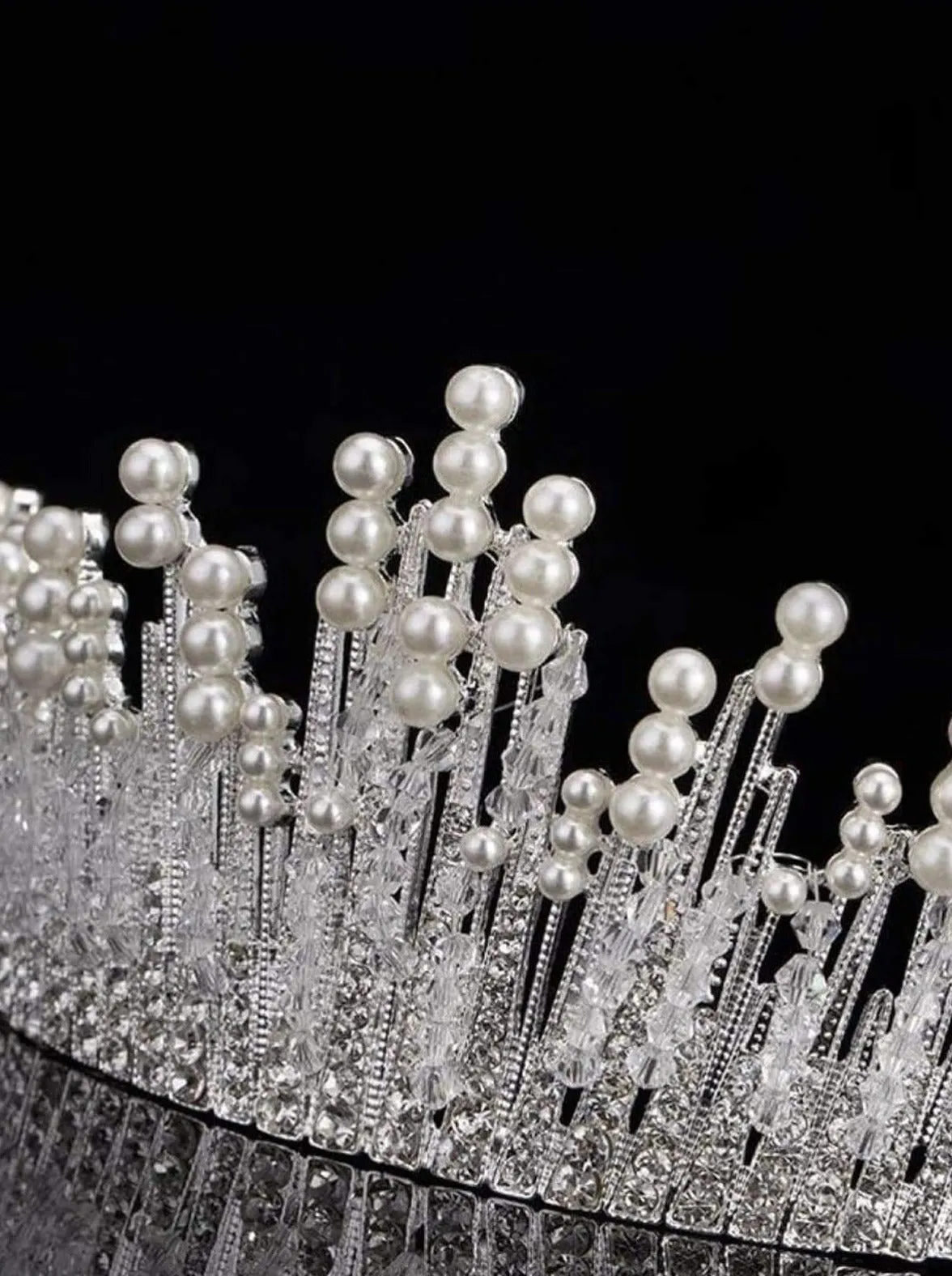 Girls Snow Queen Pearl and Icycle Tiara Crown
