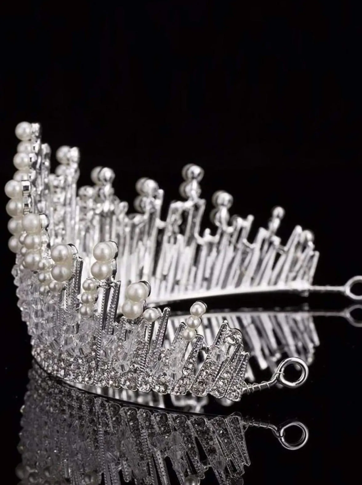 Girls Snow Queen Pearl and Icycle Tiara Crown