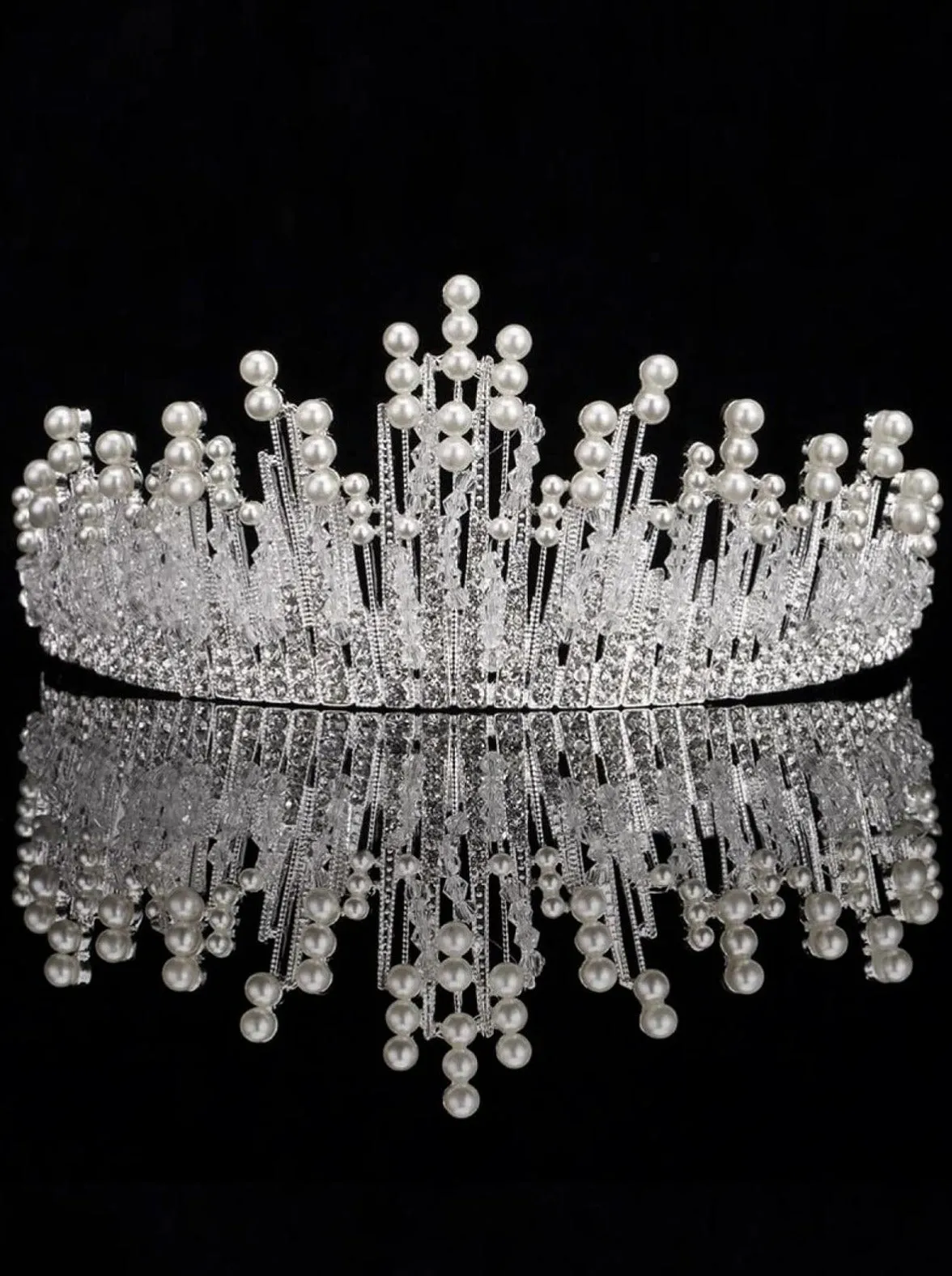 Girls Snow Queen Pearl and Icycle Tiara Crown