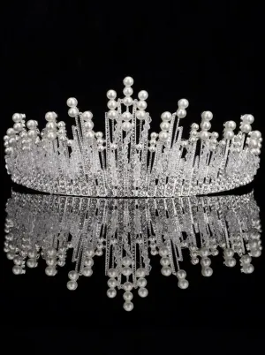 Girls Snow Queen Pearl and Icycle Tiara Crown