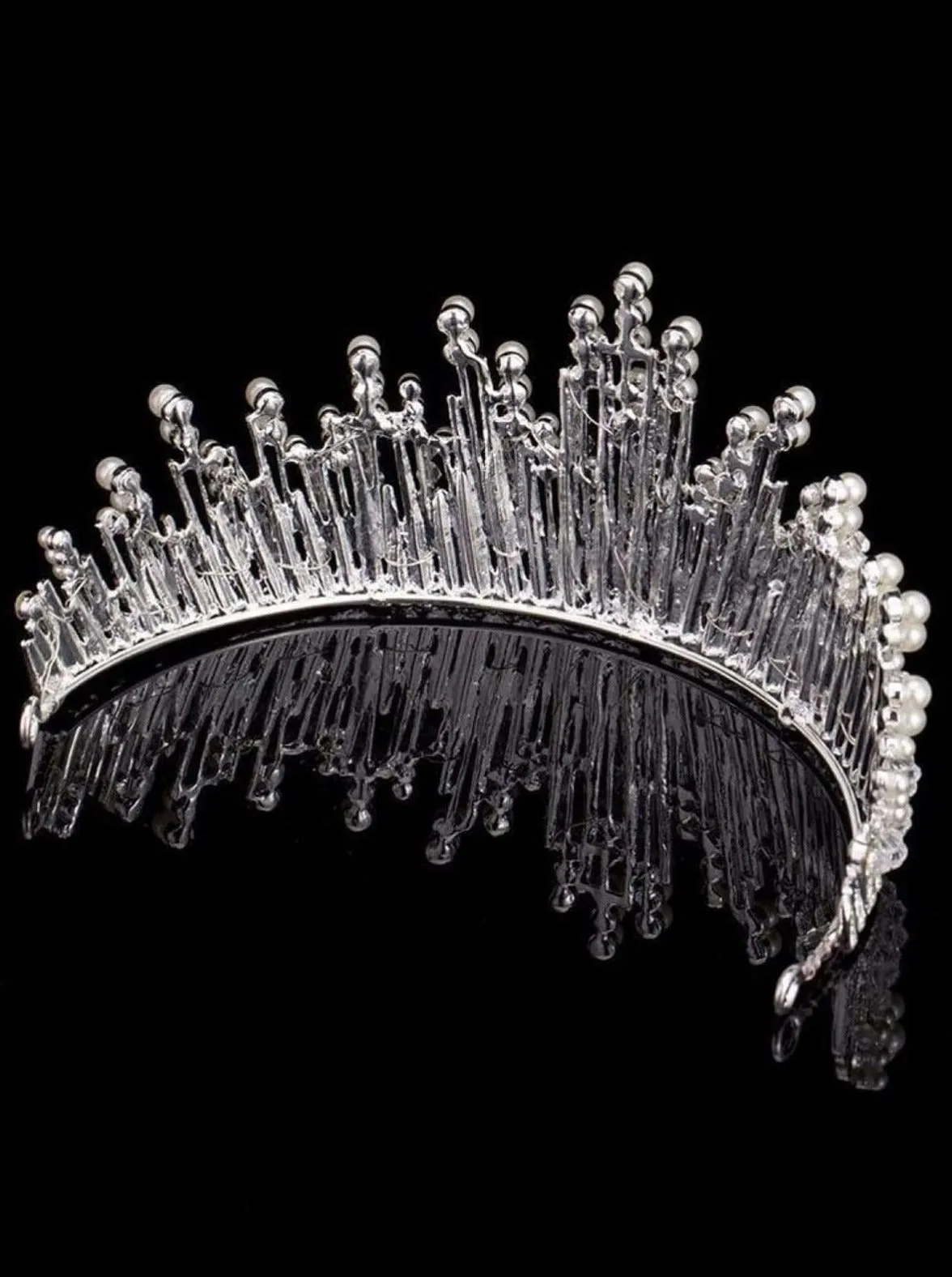Girls Snow Queen Pearl and Icycle Tiara Crown