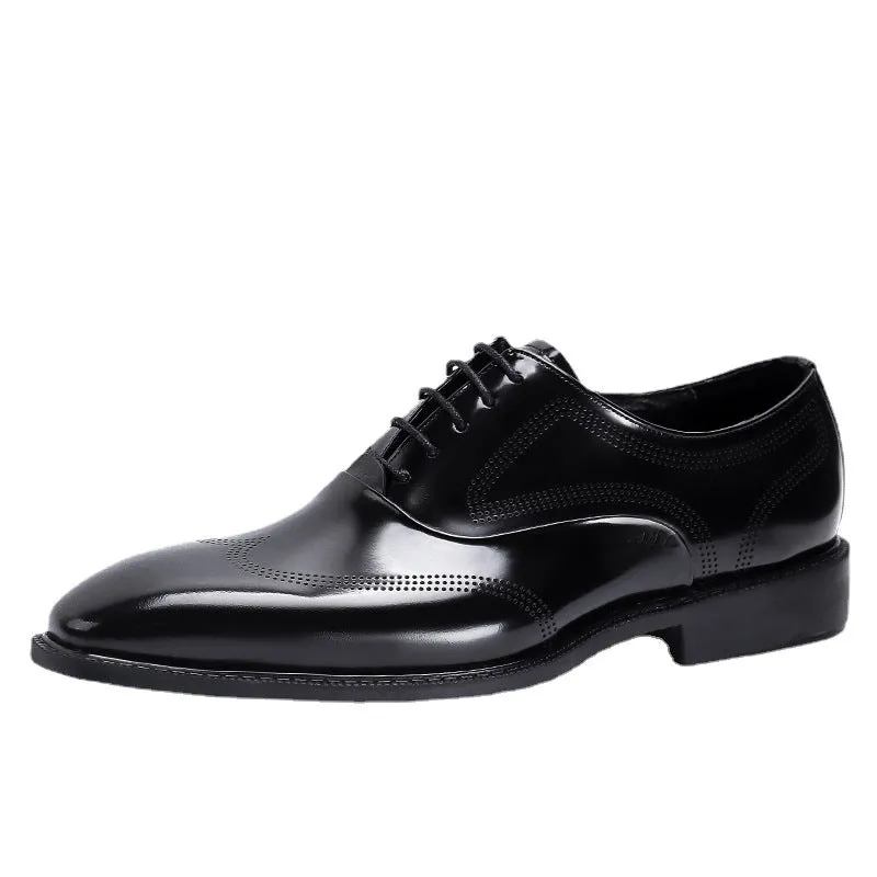 Glossy Leather Shoes Men's Leather Patent Leather British Style Carving Business Formal Wear Oxford Shoes Men's Lace-up Handmade Men's Shoes Work68155