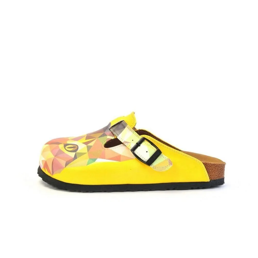 Green and Yellow Colored, Polygon Patterned Dog and Cat Patterned Clogs - WCAL366
