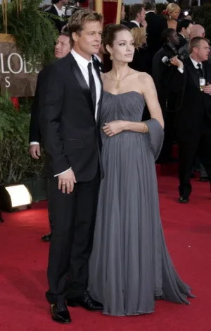 Grey Angelina Jolie Strapless Dress Chiffon Prom Celebrity Formal Red Carpet Dress Golden Globes