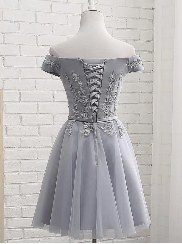 Grey Short Bridesmaid Dress, Grey Party Dress, Grey Formal Dress