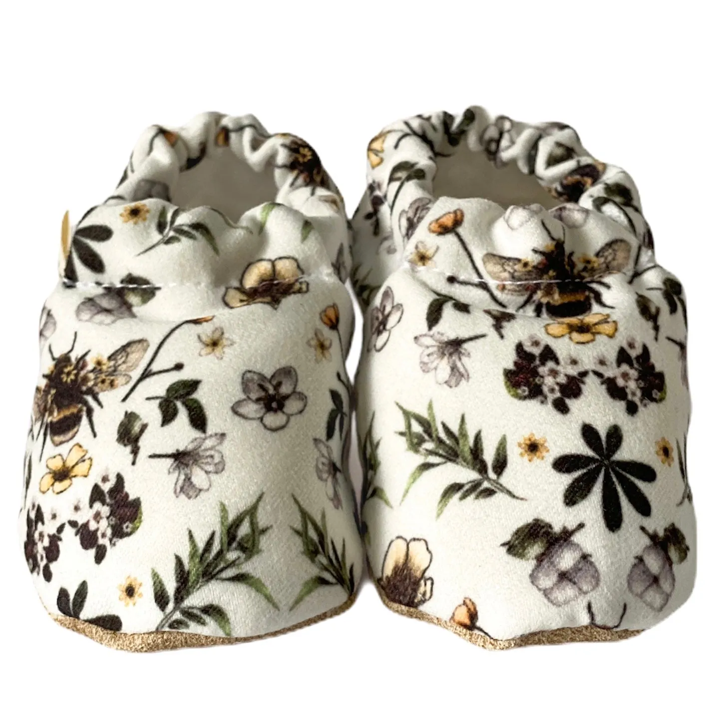 Handmade Cotton Baby Booties | Unique and Stylish First Walking Shoes - BEE Pattern | Milk&Black