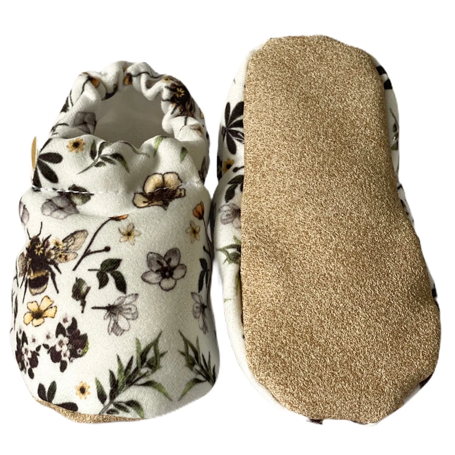 Handmade Cotton Baby Booties | Unique and Stylish First Walking Shoes - BEE Pattern | Milk&Black