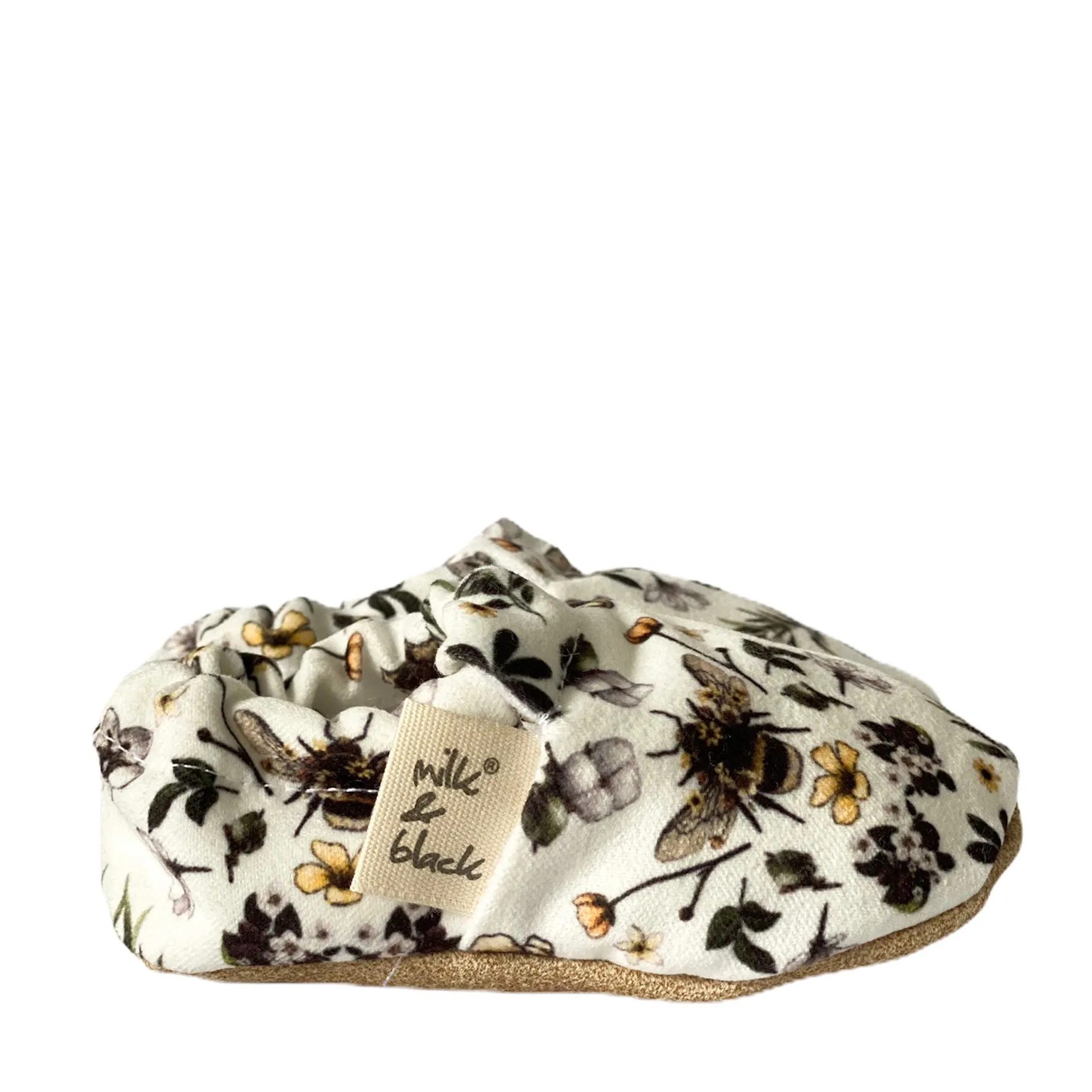 Handmade Cotton Baby Booties | Unique and Stylish First Walking Shoes - BEE Pattern | Milk&Black