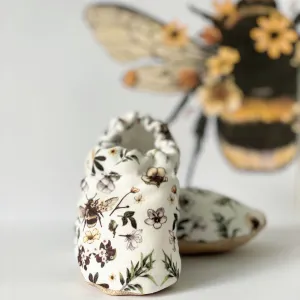 Handmade Cotton Baby Booties | Unique and Stylish First Walking Shoes - BEE Pattern | Milk&Black