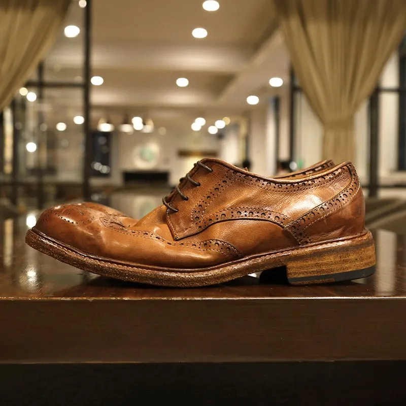 Handmade Leather British Carved Casual Leather Shoes