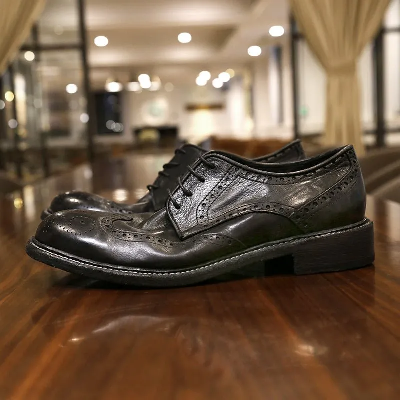 Handmade Leather British Carved Casual Leather Shoes