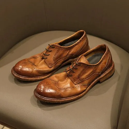 Handmade Leather British Carved Casual Leather Shoes