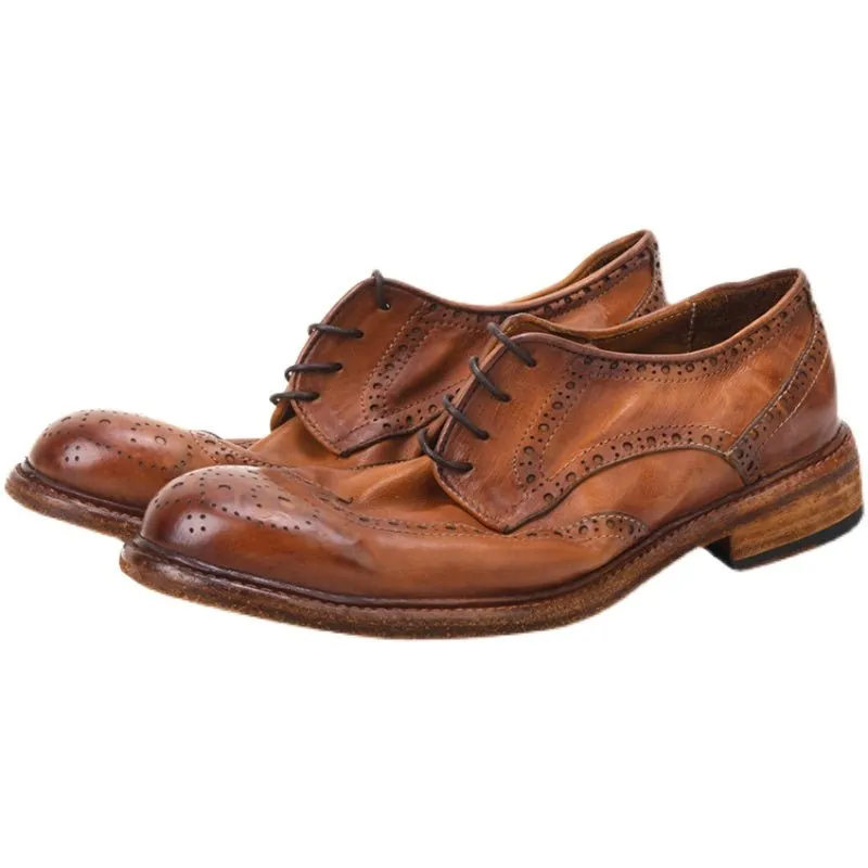 Handmade Leather British Carved Casual Leather Shoes