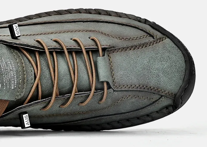 Handmade Leather Shoes – Casual Slip-on Loafers, Breathable Leather Flats for Men, Fashion Moccasins, Tooling Shoes, Plus Size