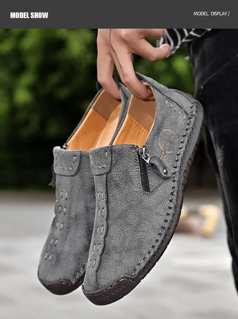 Handmade Leather Shoes – Casual Slip-On Loafers, Breathable Leather Shoes for Men, Flats, Hot Sale Moccasins, Tooling Shoes, Plus Size for Men
