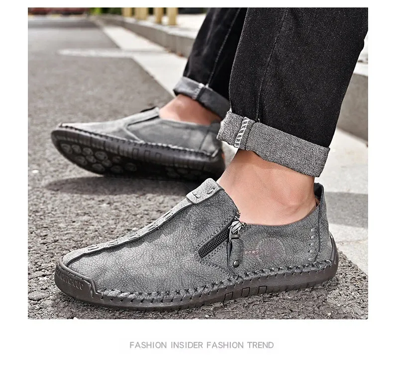 Handmade Leather Shoes – Casual Slip-On Loafers, Breathable Leather Shoes for Men, Flats, Hot Sale Moccasins, Tooling Shoes, Plus Size for Men
