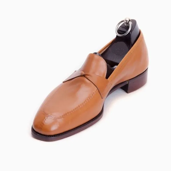 Handmade Mens Tan Color Leather Dress Shoes, Men Tan Leather Moccasins