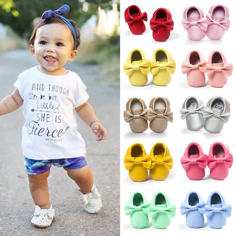 Handmade Soft Bottom Fashion Tassels Newborn Babies Shoes PU leather Prewalkers