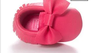 Handmade Soft Bottom Fashion Tassels Newborn Babies Shoes PU leather Prewalkers