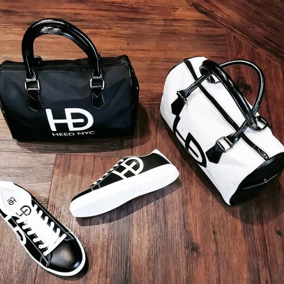 HEED NYC Classic Black & White Boston Bag