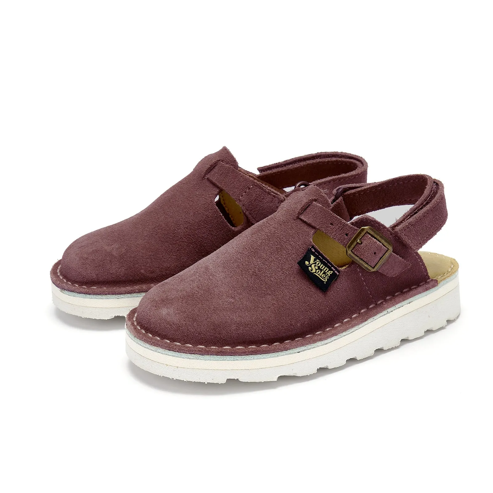 Heidi Buckle Suede Clogs with Sling Back (Dusty Lilac)