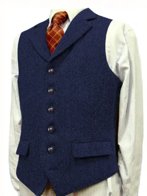 Herringbone Man's Vest Wedding Groom Best Business Slim Vest