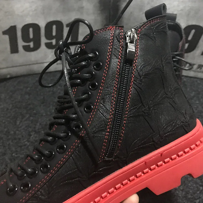 Hip hops New Luxury Mens Casual Fashion shoes High Top Men Sneaker New Lace-up Hip Hop Tenis Sapato Masculino Leather Shoes