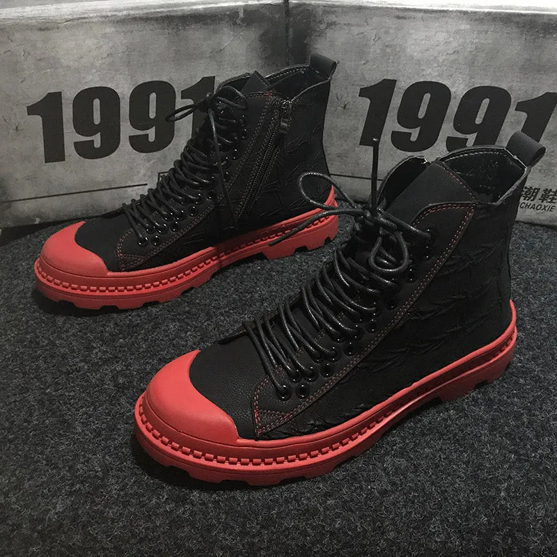 Hip hops New Luxury Mens Casual Fashion shoes High Top Men Sneaker New Lace-up Hip Hop Tenis Sapato Masculino Leather Shoes