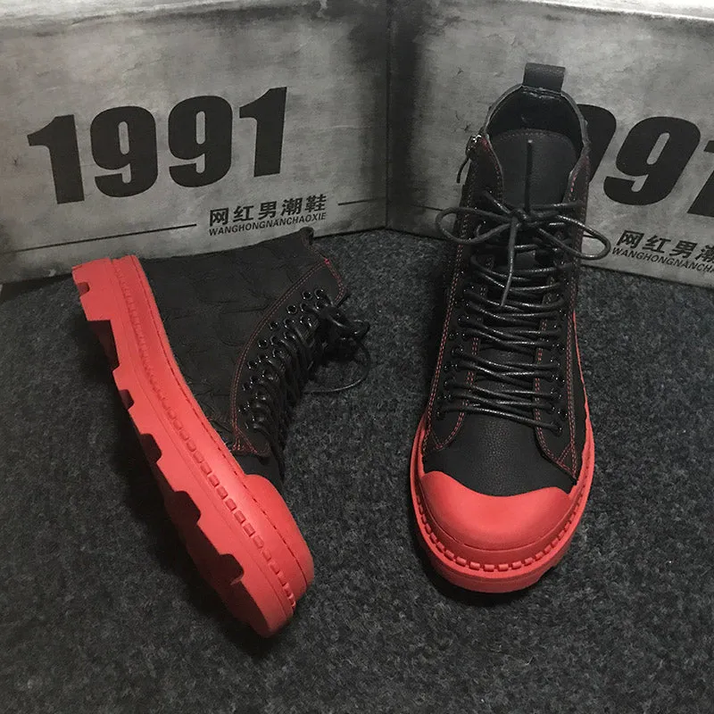 Hip hops New Luxury Mens Casual Fashion shoes High Top Men Sneaker New Lace-up Hip Hop Tenis Sapato Masculino Leather Shoes