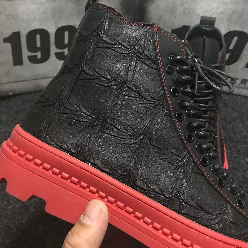 Hip hops New Luxury Mens Casual Fashion shoes High Top Men Sneaker New Lace-up Hip Hop Tenis Sapato Masculino Leather Shoes