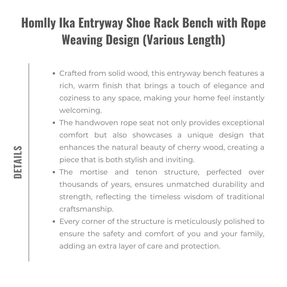 Homlly Ika Entryway Shoe Rack Bench with Rope Weaving Design (Various Length)