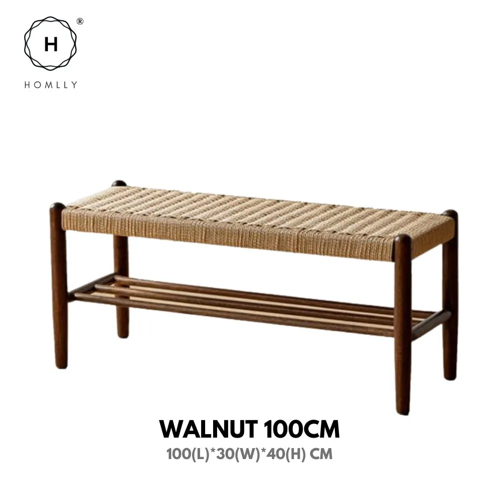 Homlly Ika Entryway Shoe Rack Bench with Rope Weaving Design (Various Length)