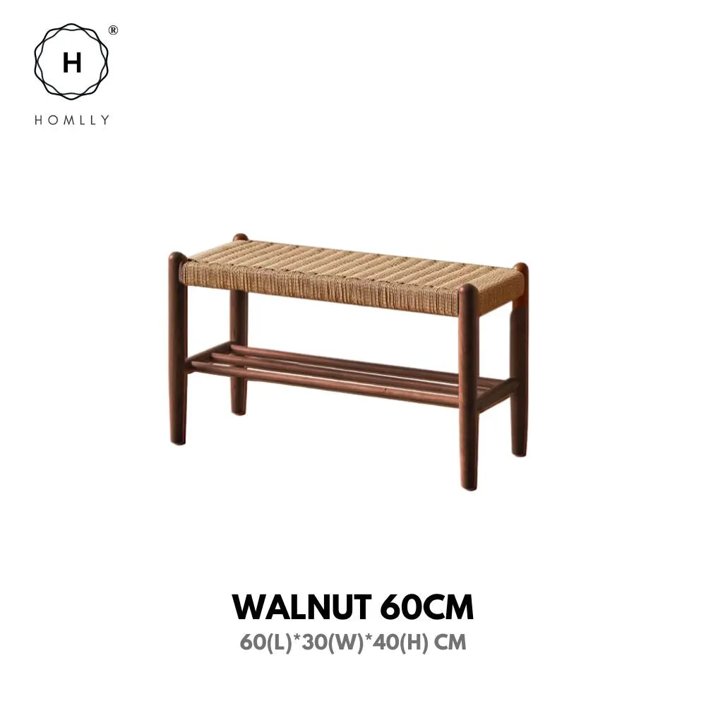 Homlly Ika Entryway Shoe Rack Bench with Rope Weaving Design (Various Length)