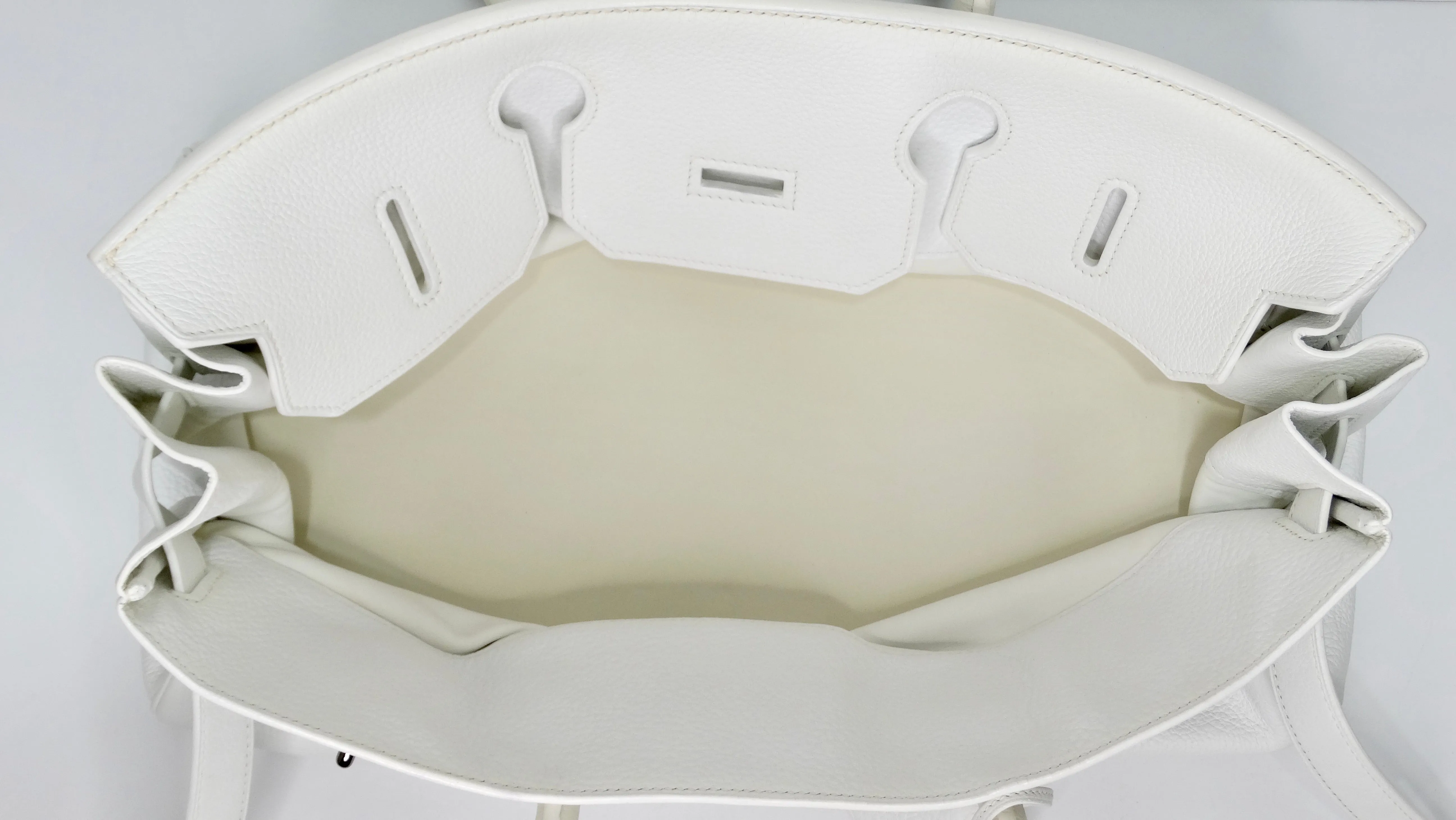 Hérmes 42cm White Clemence JPG Birkin