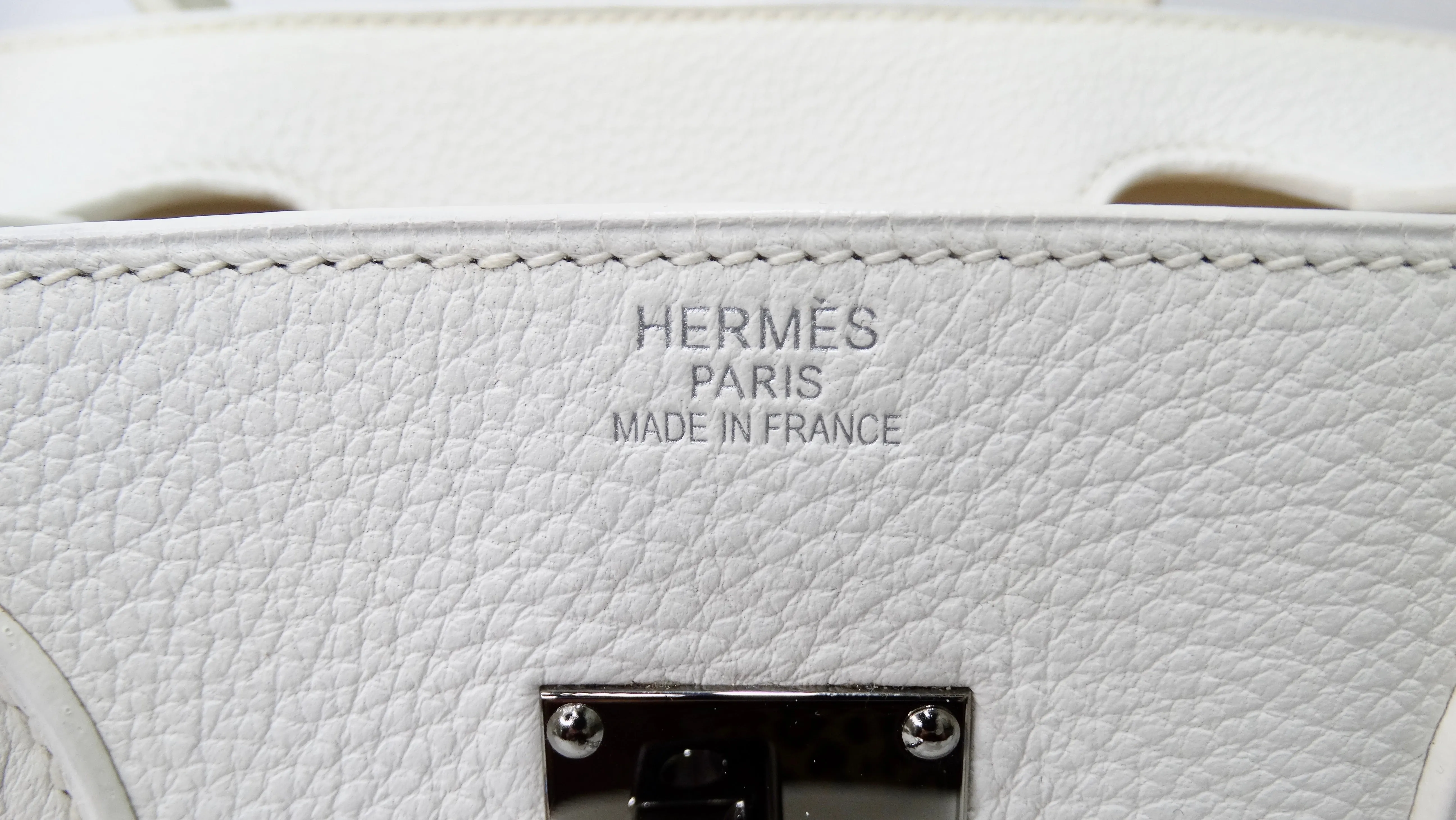Hérmes 42cm White Clemence JPG Birkin
