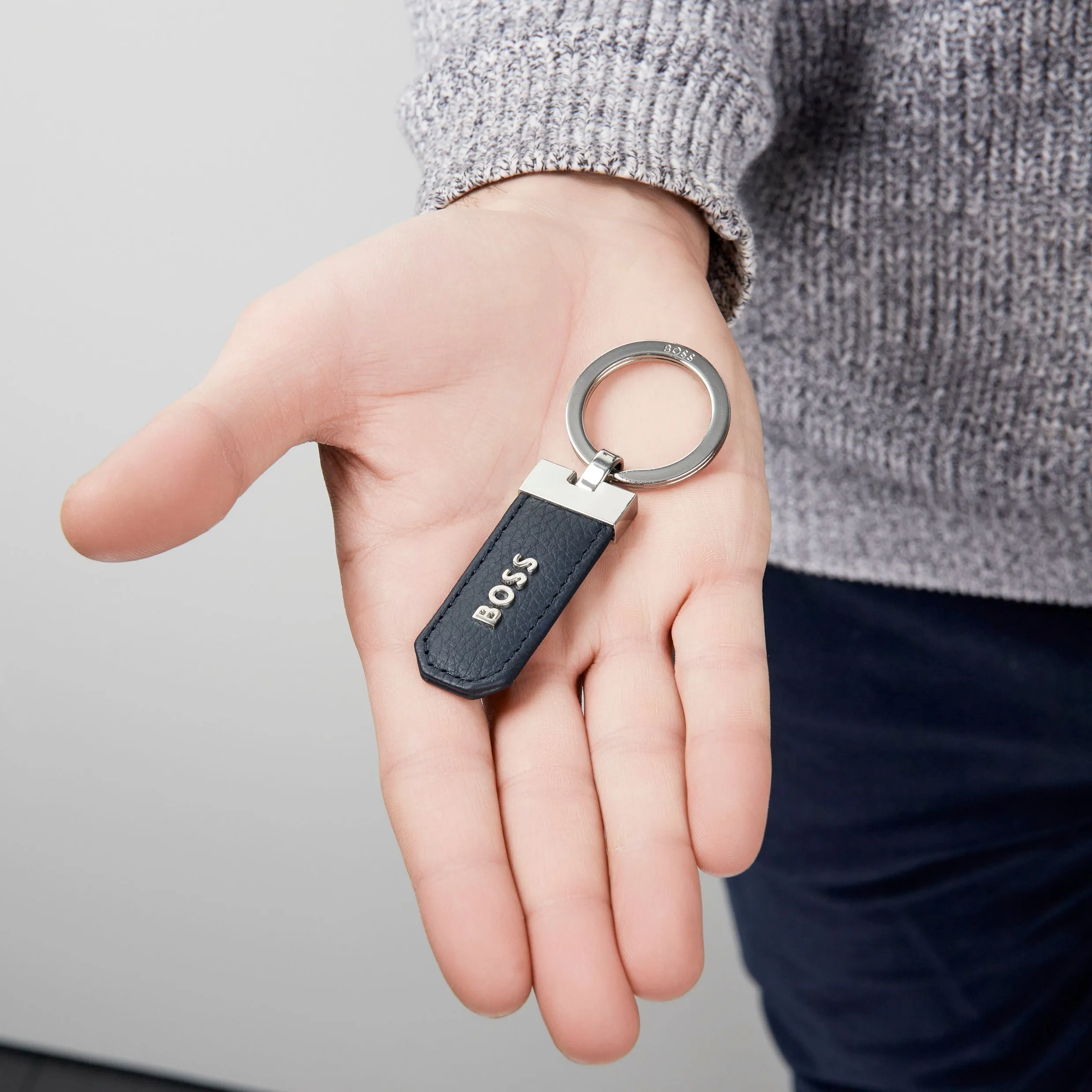HUGO BOSS HAK416N-Key ring Classic Grained Navy