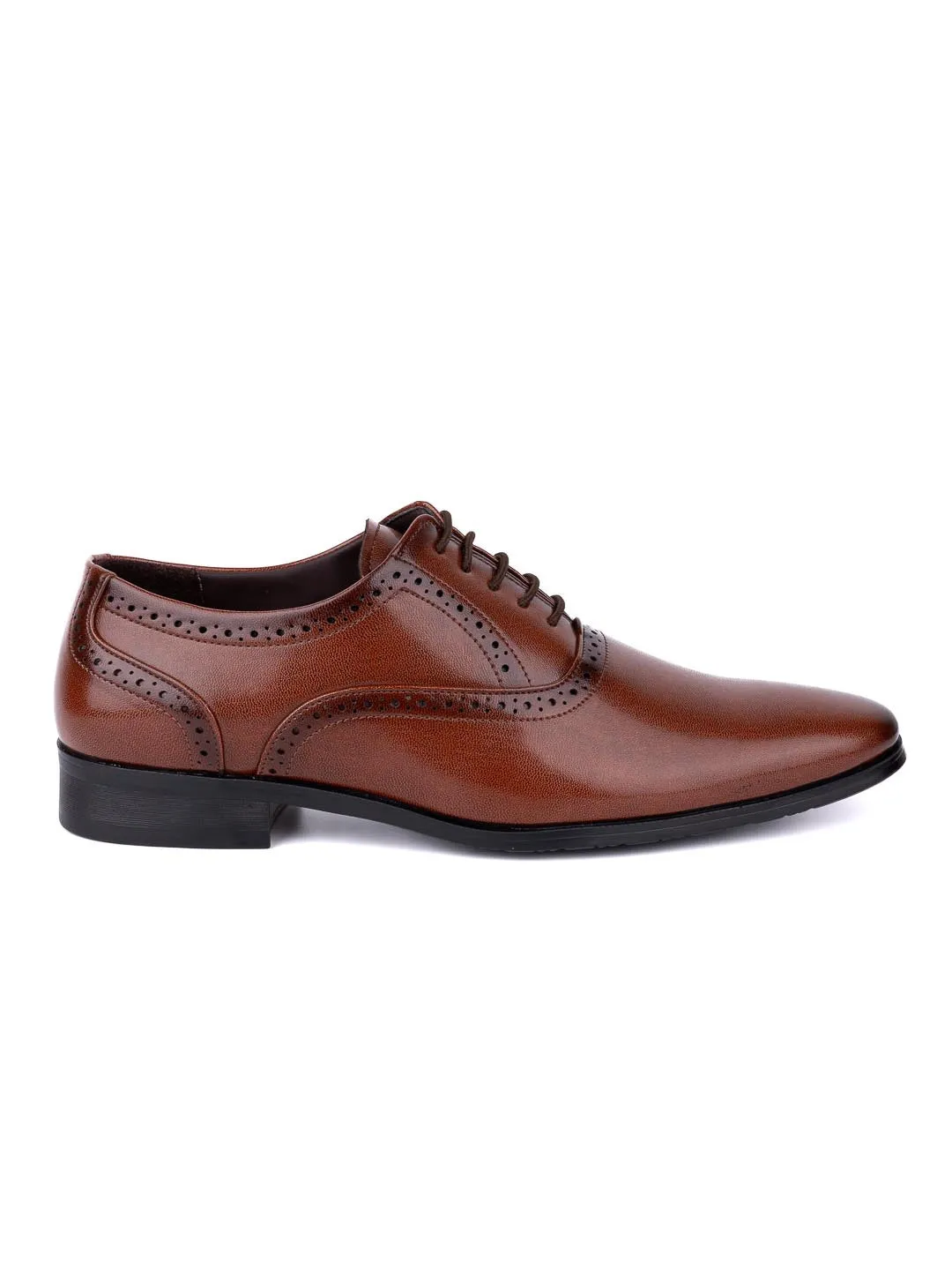 Hydes N Hues Men Tan Textured Formal Derbys