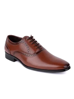 Hydes N Hues Men Tan Textured Formal Derbys