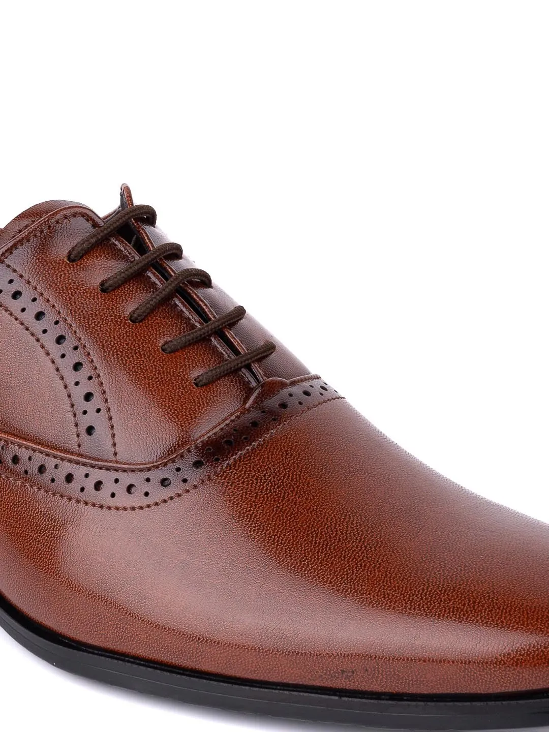 Hydes N Hues Men Tan Textured Formal Derbys