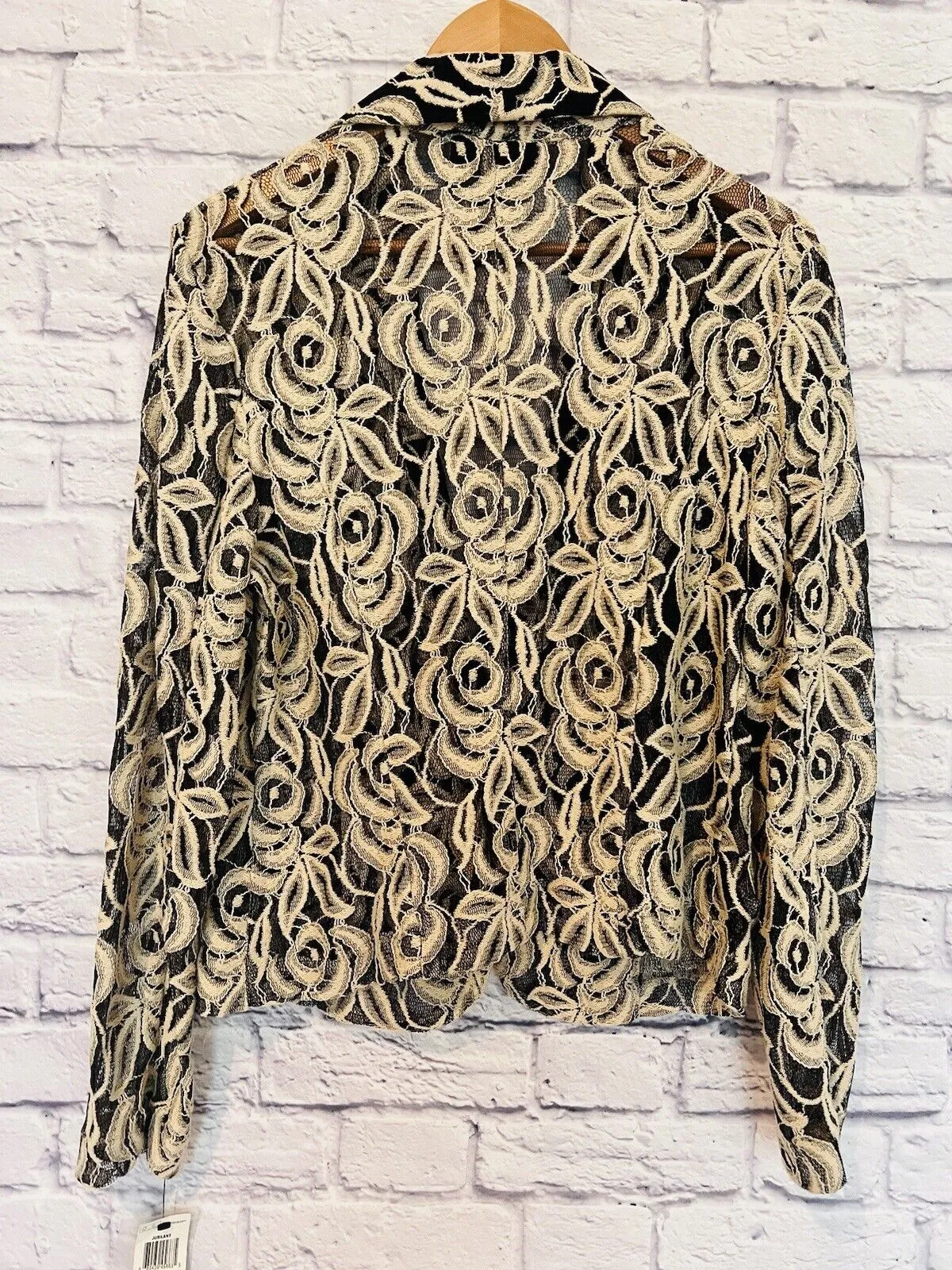 INC INTERNATIONAL NWT Womens Lace Blazer Sz XL Embroider Black & Beige
