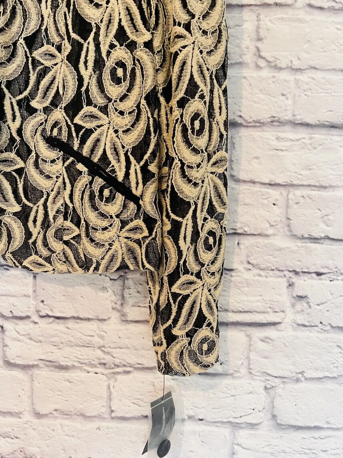 INC INTERNATIONAL NWT Womens Lace Blazer Sz XL Embroider Black & Beige
