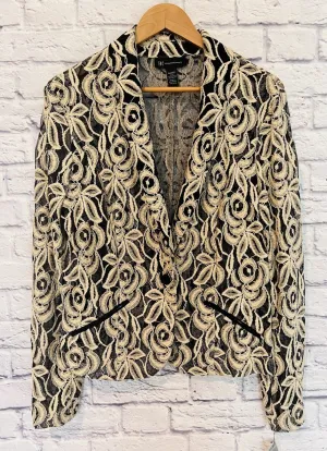 INC INTERNATIONAL NWT Womens Lace Blazer Sz XL Embroider Black & Beige