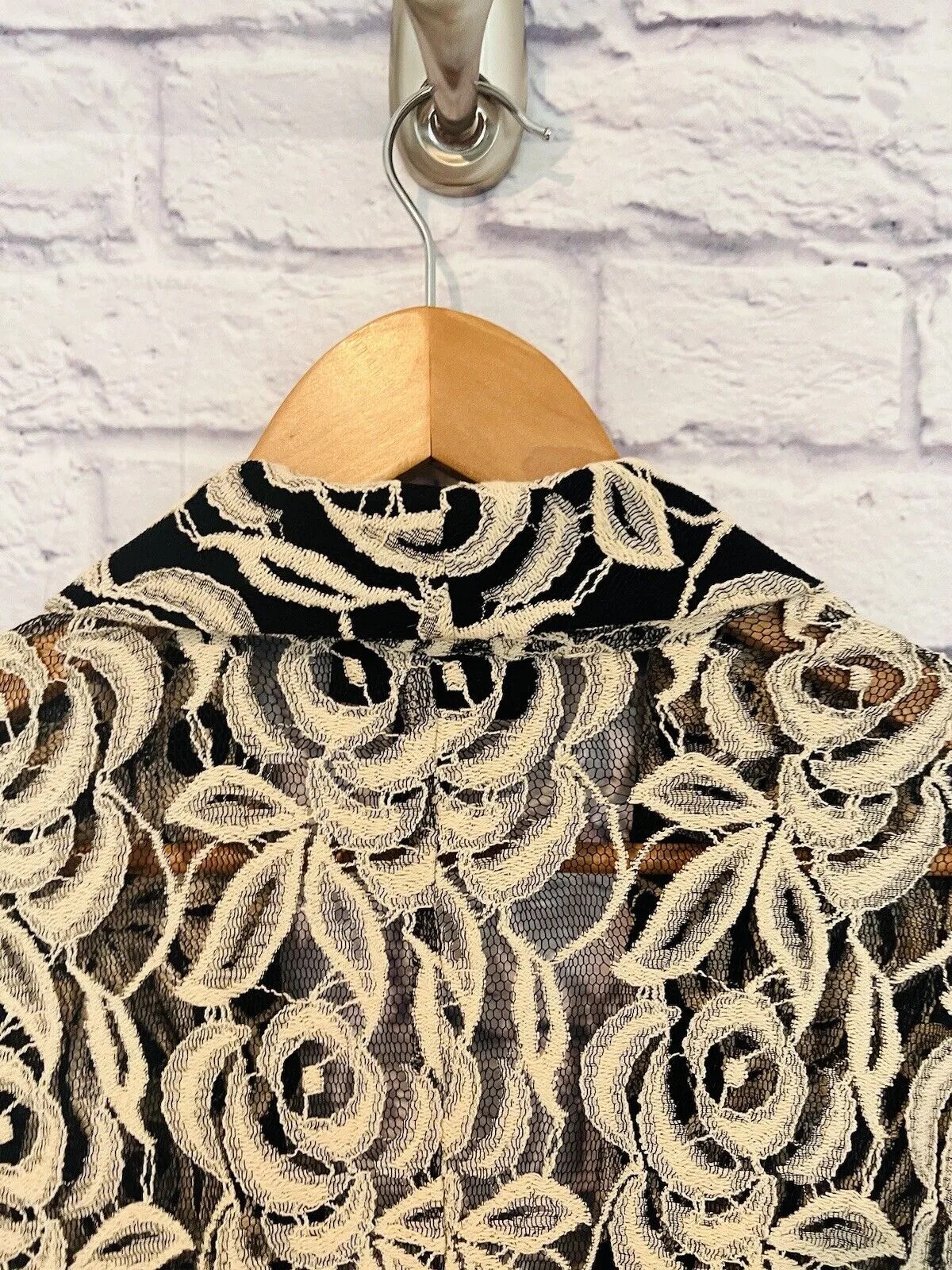INC INTERNATIONAL NWT Womens Lace Blazer Sz XL Embroider Black & Beige