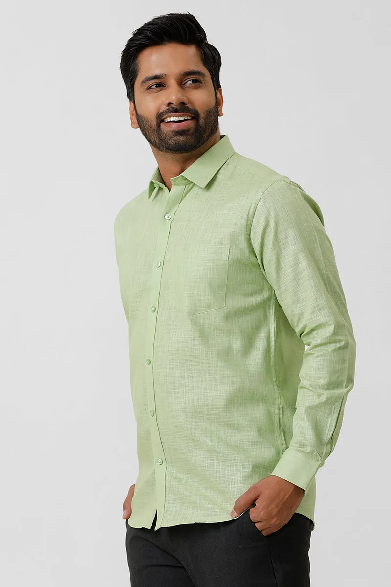 Indo Cotton - Pale Green Formal Shirts For Men | Ariser